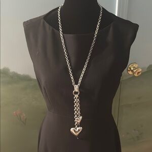 Silver Tassel Heart Pendant Necklace